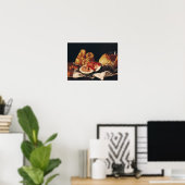 Glas Wein, Wassermelone und Brot Poster (Heimbüro)