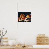Glas Wein, Wassermelone und Brot Poster (Küche)