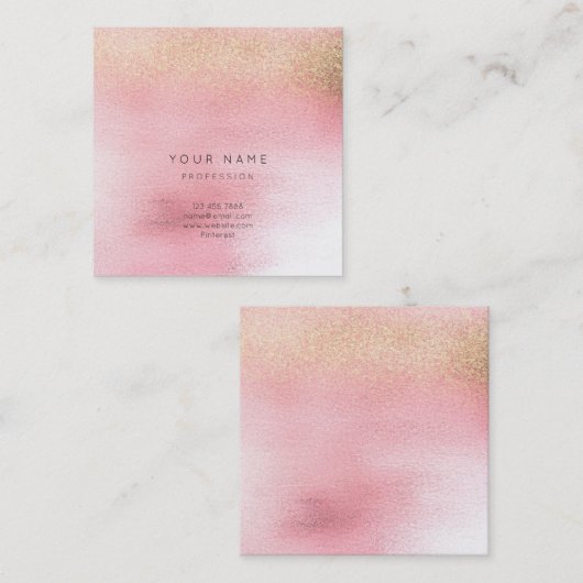 Glas Weißrosa Rose Gold Peach Ombre Square Vip Quadratische Visitenkarte (Vorne/Hinten)