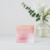 Glas Weißrosa Rose Gold Peach Ombre Square Vip Quadratische Visitenkarte (Stehend Vorderseite)