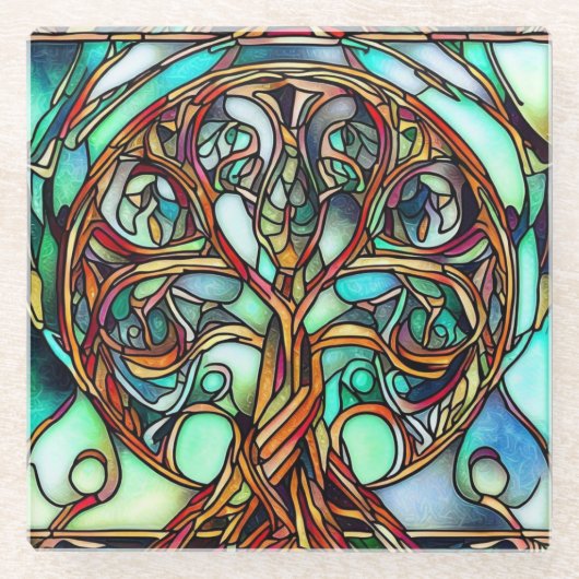 GLAS-ZELLTIKBAUM GLASUNTERSETZER (Vorderseite)
