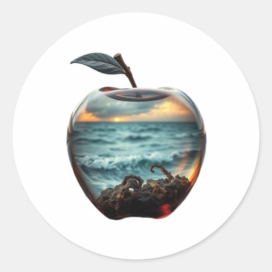 Glasappel Runder Aufkleber (Vorderseite)