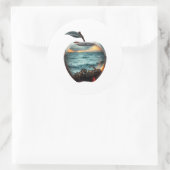 Glasappel Runder Aufkleber (Tasche)
