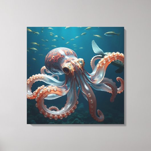 Glasartige Oktopus im tiefen Meer Leinwanddruck (Vorderseite)