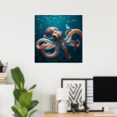 Glasartige Oktopus im tiefen Meer Poster (Heimbüro)