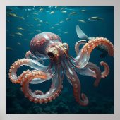 Glasartige Oktopus im tiefen Meer Poster (Vorne)