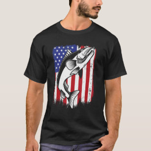 Glasaugenbarsch American Flag Haken Köder Zander G T-Shirt