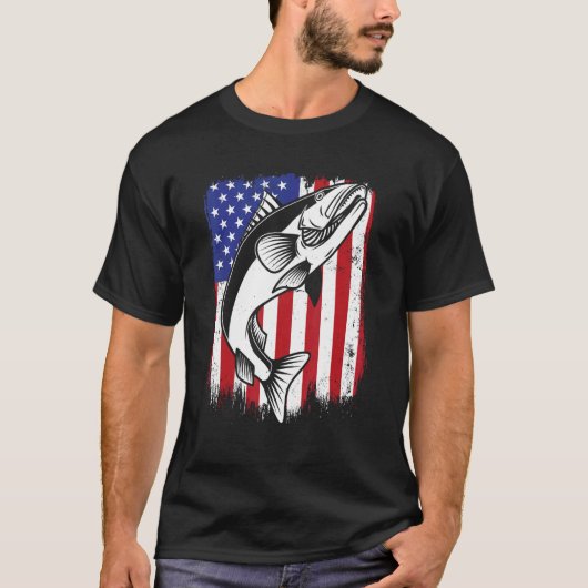 Glasaugenbarsch American Flag Haken Köder Zander G T-Shirt (Vorderseite)