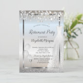 Glasballons aus Wein verkleiden Silber-Rente Einladung (Stehend Vorderseite)