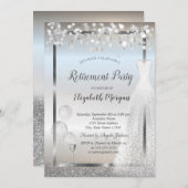 Glasballons aus Wein verkleiden Silber-Rente Einladung (Vorne/Hinten)