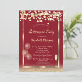 Glasballons aus Weinglas Silver Glitzer Red Retire Einladung (Stehend Vorderseite)