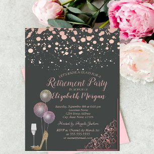 Glasballons Glitter Absätze Roségold Renteneintri Einladung