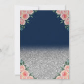 Glasballons Glitzer Floral Navy Blue Retirement Einladung (Rückseite)