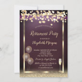 Glasballons Glitzer Gold Burgundy Rente Einladung (Vorderseite)