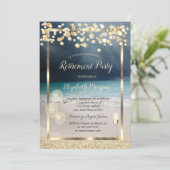 Glasballons Gold Glitzer Beach Rente Einladung (Stehend Vorderseite)