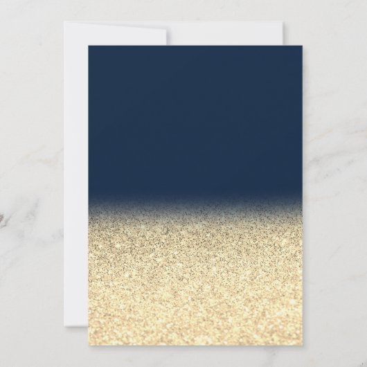 Glasballons Gold Glitzer Blue Rentirement Einladung (Rückseite)