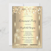 Glasballons Gold Glitzer Rente Einladung (Vorderseite)