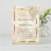 Glasballons Gold Glitzer Rente Einladung (Stehend Vorderseite)