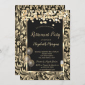 Glasballons Gold Wirbel Rente Einladung (Vorne/Hinten)