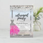 Glasballons kleiden Silver Glitzer Rente Einladung (Stehend Vorderseite)