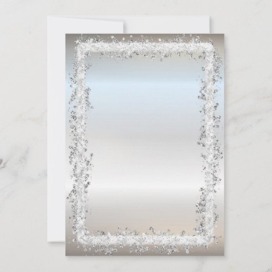Glasballons Silver Glitzer Frame Retirement Einladung (Rückseite)