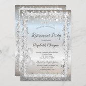 Glasballons Silver Glitzer Frame Retirement Einladung (Vorne/Hinten)