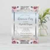 Glasballons Silver Glitzer Rose Ruhestand Einladung (Stehend Vorderseite)