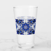 Glasbecher mit blauen weißen Farben Glas (Rückseite)