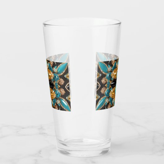 Glasbecher mit den Bahamas-Farben Glas (Rechts)