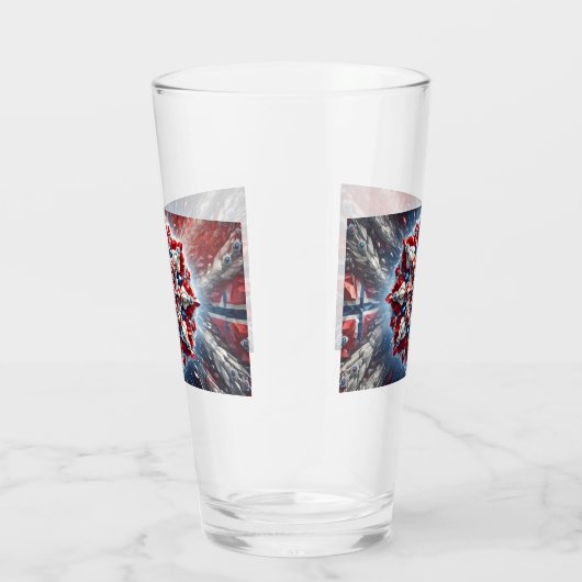 Glasbecher mit norwegischen Farben Glas (Rechts)