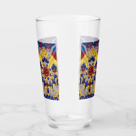 Glasbecher mit rumänischen Farben Glas (Rechts)