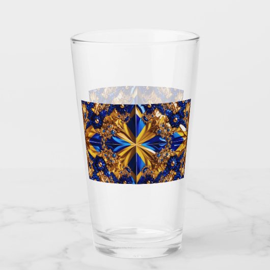 Glasbecher mit Schweden Farben Glas (Vorderseite)