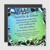 Glasbläschen oder Blautönen und -grün Magneteinladung (Vorne/Hinten)