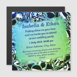 Glasbläschen oder Blautönen und -grün Magneteinladung