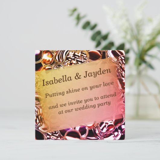 Glasbläschen oder schäumende Lachsfarben Einladung (Stehend Vorderseite)