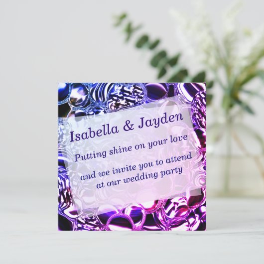 Glasblasen oder Blautönen bis rosa Einladung (Stehend Vorderseite)