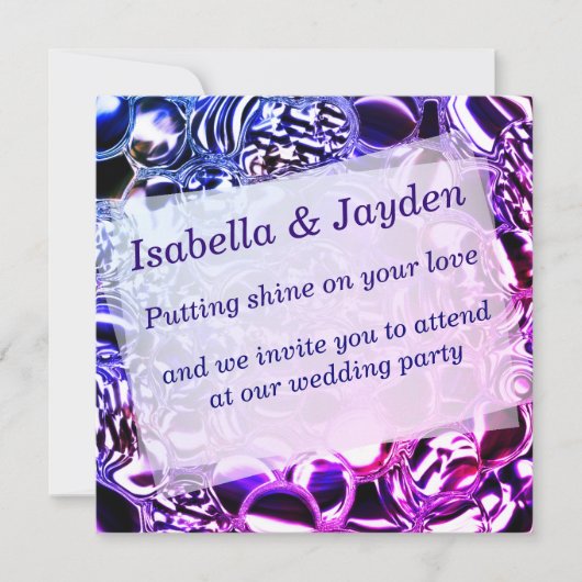 Glasblasen oder Blautönen bis rosa Einladung (Vorderseite)