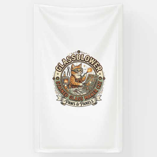 Glasbläser Bleiglasmacher Katze Glasbläser St Banner (Vertikal)
