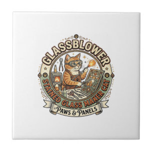 Glasbläser Bleiglasmacher Katze Glasbläser St Fliese