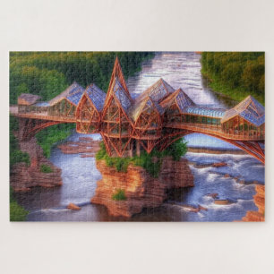 Glasbrücke über den Fluss herausfordernd Puzzle