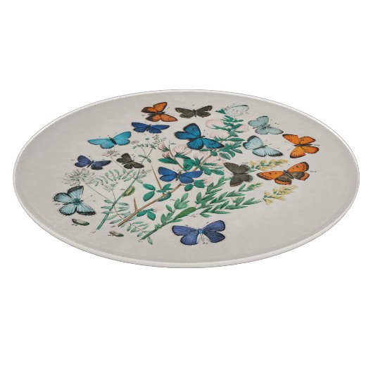 GLASCHOPPER : ANTIKENDRUCK : SCHALTFLÄDEN SCHNEIDEBRETT (Ecke)