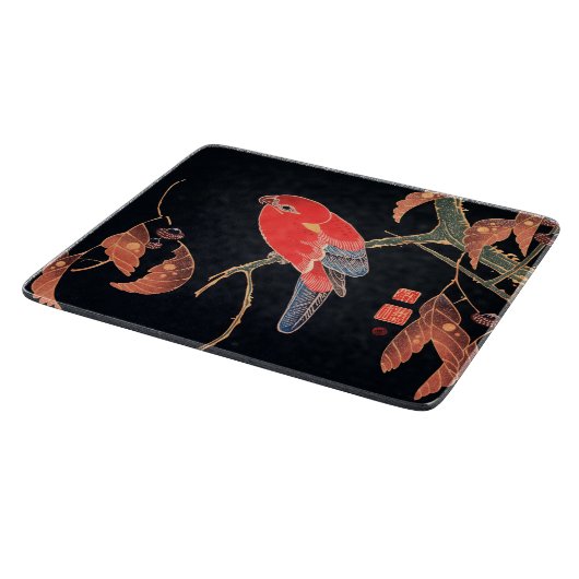 GLASCHOPPER : ITO JUKUCHÜ : ROTES PARROT SCHNEIDEBRETT (Ecke)