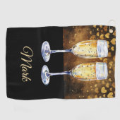 Gläser Champagner für Golfer mit Herzen Golfhandtuch (Horizontal)