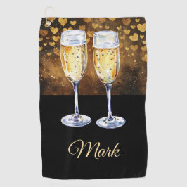 Gläser Champagner für Golfer mit Herzen Golfhandtuch