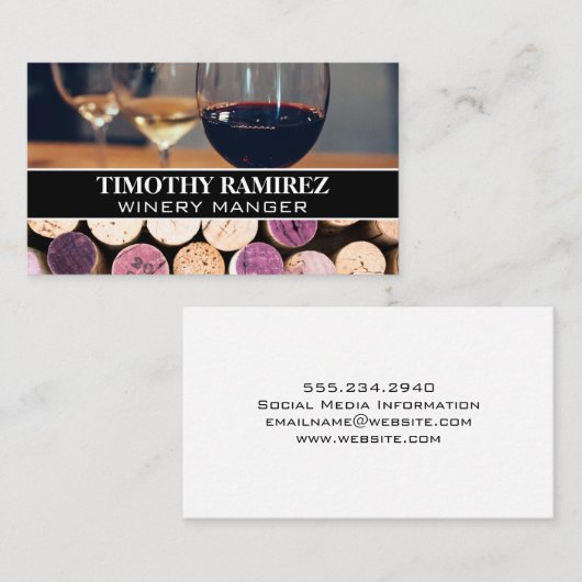 Gläser der Varietalweine | Korks Visitenkarte (Vorne/Hinten)
