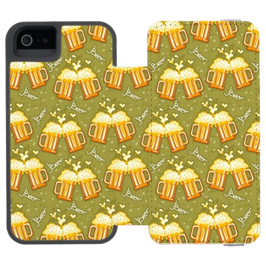 Gläser des Bier-Musters Incipio iPhone Geldbeutel-Hülle (Folio Geöffnet)