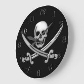 Gläser-Piraten-Skull und Schwertkreuze Große Wanduhr (Winkel)