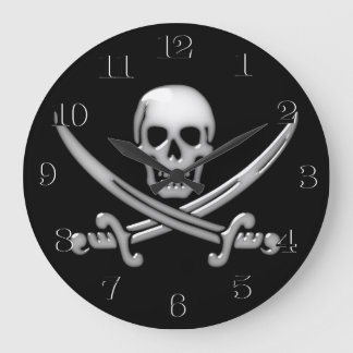 Gläser-Piraten-Skull und Schwertkreuze Große Wanduhr