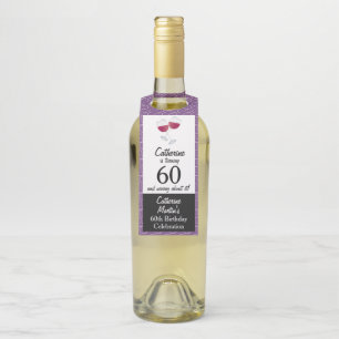 Gläser Rotwein 60. Geburtstagsfeier Flaschenanhänger
