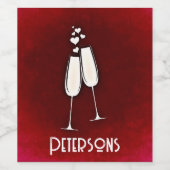 Gläser und Herz Weinetikett (Einzelnes Label)